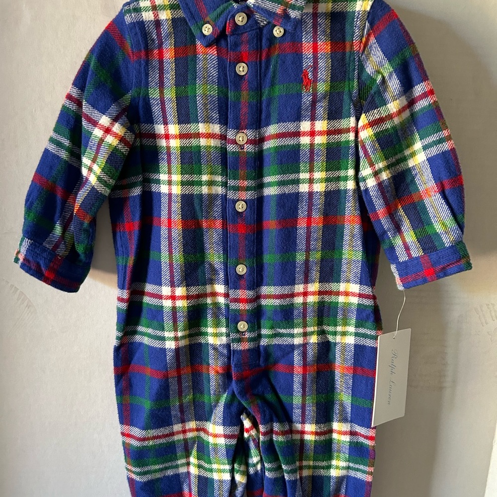 Plaid Button-Up Baby Romper